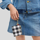 COACH Small Corner Zip Wallet With Gingham Print And Charms Black Multi CEU99