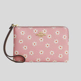 COACH Corner Zip Wristlet With Floral Print Pink Multi CEX39
