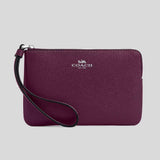COACH Corner Zip Wristlet Silver/Plum CV396