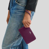 COACH Corner Zip Wristlet Silver/Plum CV396