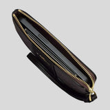 COACH Corner Zip Wristlet In Signature Canvas With Stripe Walnut/Black CW854