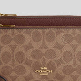 COACH Double Zip Wallet In Signature Canvas Tan/Brown CX161