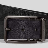 COACH Double Bar Buckle Cut-To-Size Reversible Belt, 38 Mm Charcoal/Black CY997