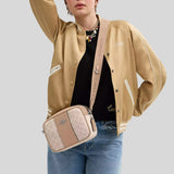 COACH Jamie Camera Bag In Signature Canvas With Stripe Sand/Taupe CZ185