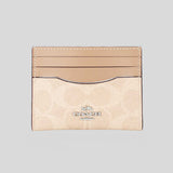 COACH Slim Id Card Case In Signature Canvas Sand/Taupe CZ286