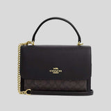COACH Klare Top Handle Bag In Signature Canvas Walnut/Black CY687