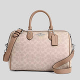COACH Rowan Large Satchel Bag In Signature Canvas Sand/Taupe CV959