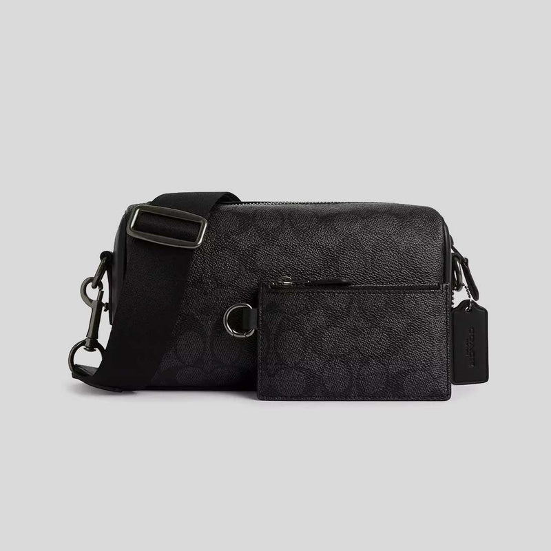 COACH Axel Crossbody In Signature Canvas Charcoal Print Varies CV765 lussocitta lusso citta