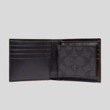 COACH Men's 3 In 1 Wallet In Signature Canvas Black/Oxblood CR905