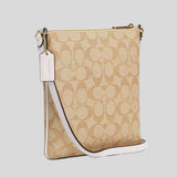 COACH Mini Rowan File Bag In Signature Canvas Light Khaki/Chalk CS182