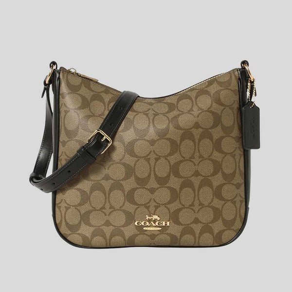 COACH Ellie File Bag In Signature Canvas Khaki/Black CU959