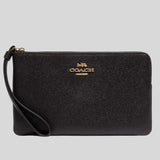 COACH Large Corner Zip Wristlet Black CV395