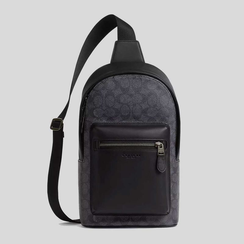 COACH West Pack In Signature Canvas Charcoal/Black CV924