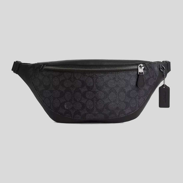 COACH Warren Belt Bag In Signature Canvas Charcoal Black CV926