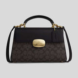 COACH Eliza Top Handle Bag In Signature Canvas Walnut/Black CW012