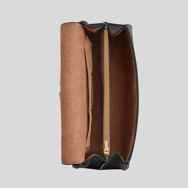 COACH Eliza Top Handle Bag In Signature Canvas Walnut/Black CW012