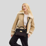 COACH Eliza Top Handle Bag In Signature Canvas Walnut/Black CW012
