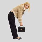 COACH Eliza Top Handle Bag In Signature Canvas Walnut/Black CW012