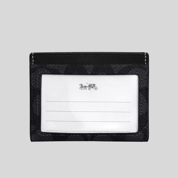 COACH Slim Id Card Case In Signature Canvas Charcoal/Black CW366