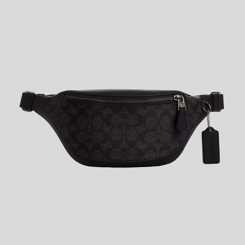 COACH Warren Mini Belt Bag In Signature Canvas Charcoal/Black CW369