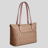 COACH Gallery Tote Bag In Signature Canvas Tan/Pink Petal CW381