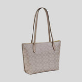 COACH Fiona Zip Tote Bag In Signature Canvas Champagne Multi CW396