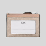 COACH Mini Skinny ID Case In Signature Canvas Sand/Taupe CW870