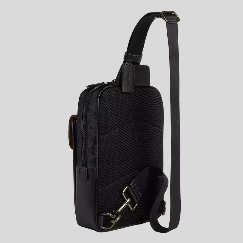 COACH Track Pack In Signature Canvas Charcoal/Black CX880