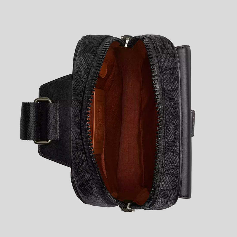 COACH Track Pack In Signature Canvas Charcoal/Black CX880