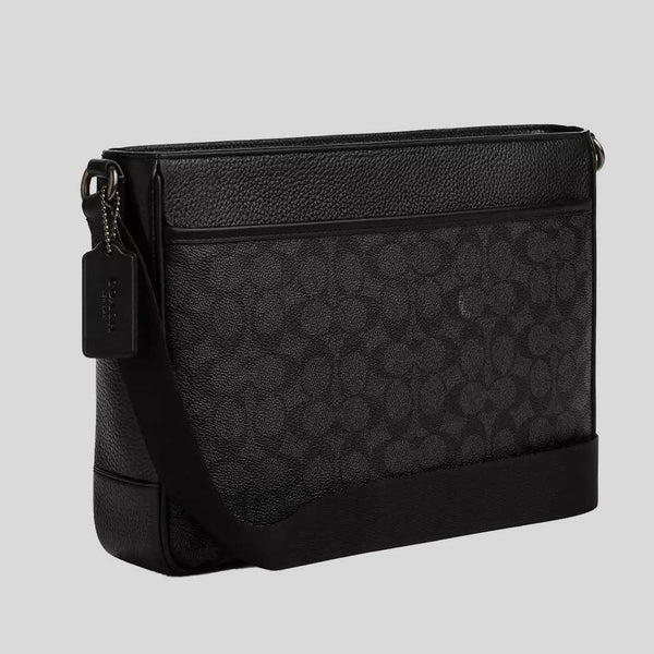 COACH District Crossbody Bag In Signature Canvas Charcoal/Black CY824