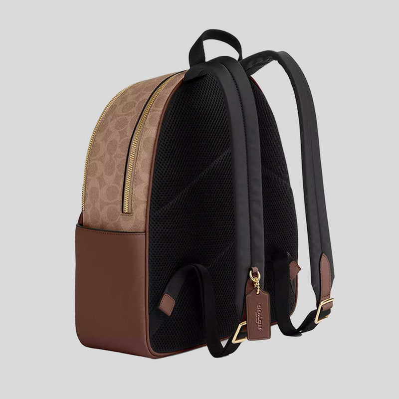 COACH Court Backpack In Signature Canvas Tan/Brown CZ176