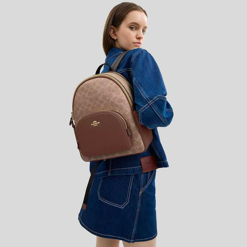 COACH Court Backpack In Signature Canvas Tan/Brown CZ176