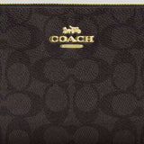 COACH Large Corner Zip Wristlet In Signature Canvas Walnut/Black CZ277