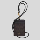 COACH ID Lanyard In Signature Canvas Walnut/Black CZ285
