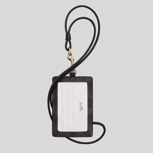 COACH ID Lanyard In Signature Canvas Walnut/Black CZ285