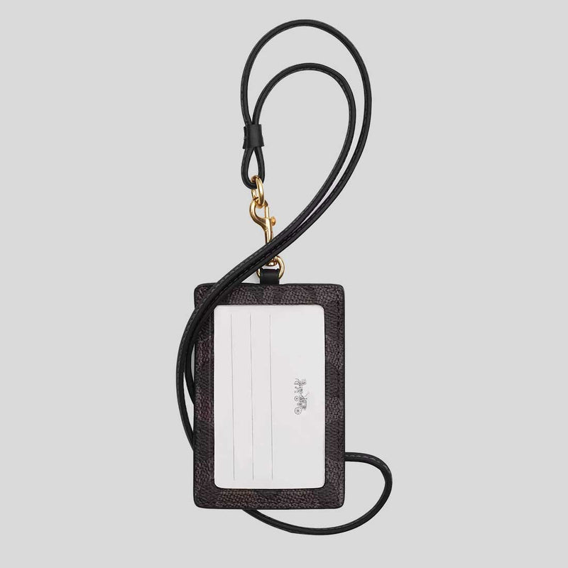 COACH ID Lanyard In Signature Canvas Walnut/Black CZ285