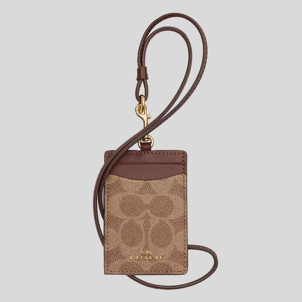 COACH ID Lanyard In Signature Canvas Tan/Brown CZ285