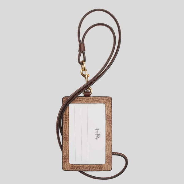 COACH ID Lanyard In Signature Canvas Tan/Brown CZ285