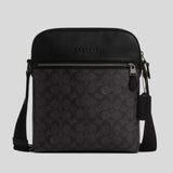 COACH Houston Flight Bag In Signature Canvas Charcoal/Black CZ398
