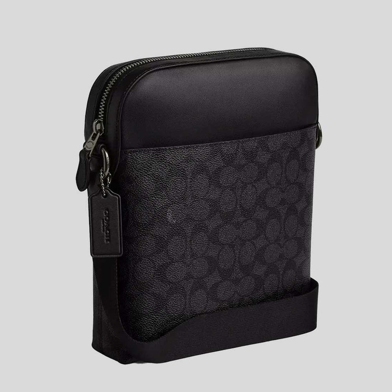 COACH Houston Flight Bag In Signature Canvas Charcoal/Black CZ398