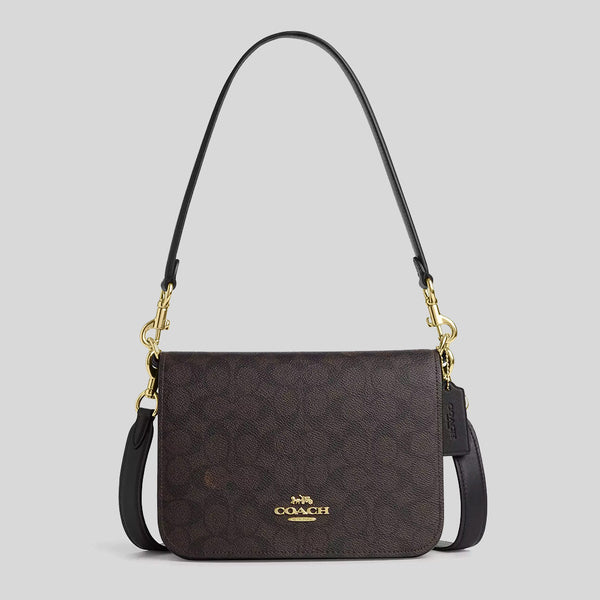 COACH Quinn Bag In Signature Canvas Gold/Walnut/Black CZ770