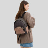 COACH Court Backpack In Blocked Signature Canvas Walnut/Tan CZ771