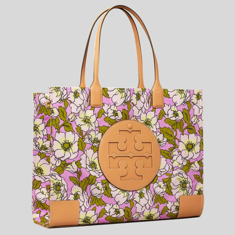 TORY BURCH Ella Floral Printed Tote Bag Aster Pink Flower 151611