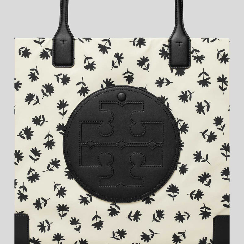 TORY BURCH Ella Black Scatter Daisy Printed Tote Bag 160932