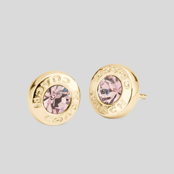 COACH Open Circle Stone Stud Earrings Gold F54516 lussocitta lusso citta