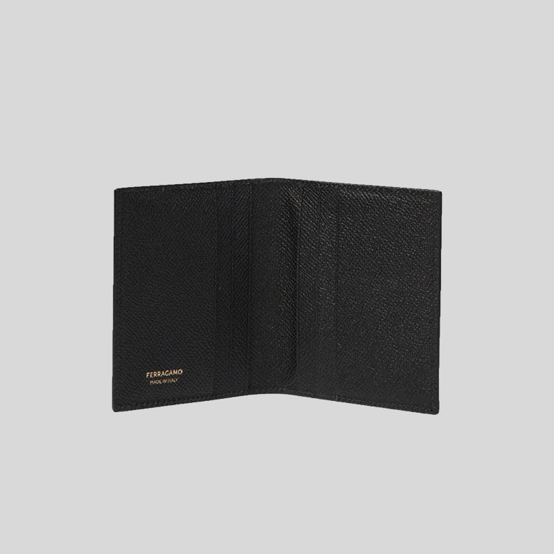 FERRAGAMO Gancini Card Holder Black 661452