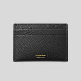 FERRAGAMO Gancini Leather Credit Card Holder Black 220007