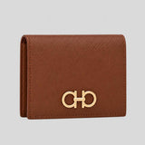 FERRAGAMO Gancini Compact Wallet Natural Brown 789857
