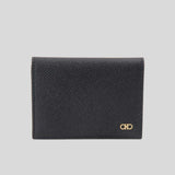 FERRAGAMO Gancini Leather Card Holder Nero Black 781793
