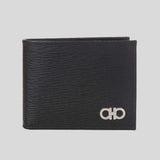 FERRAGAMO Gancini Men's Leather Bifold Wallet Black/Red 685978